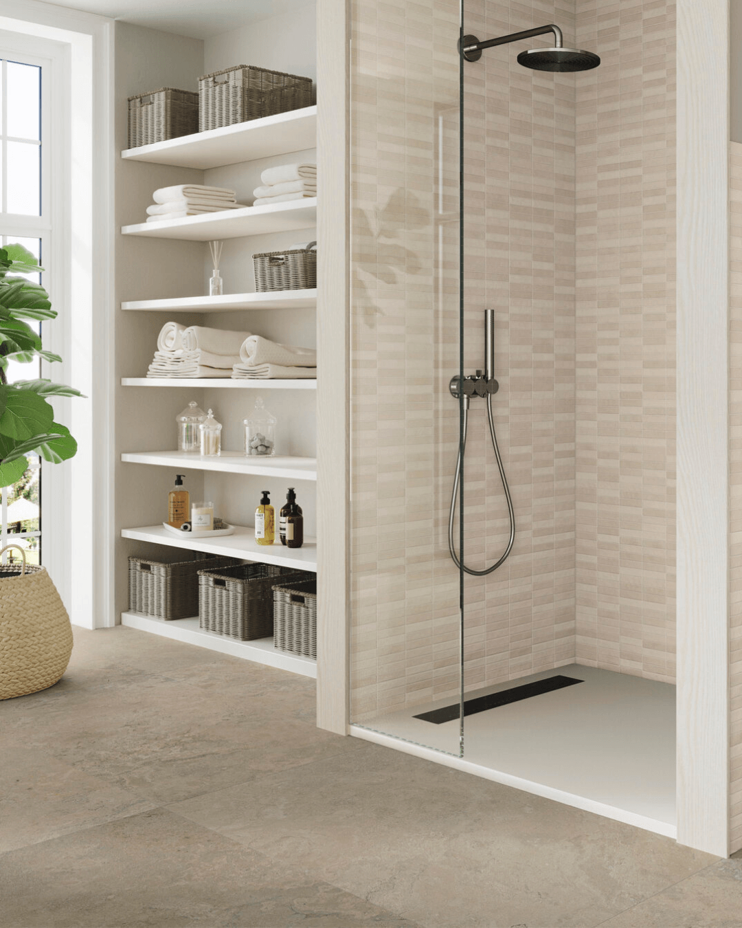 Bourg 60x120 - Carrelage beige mural et sol effet pierre bords rectifiés