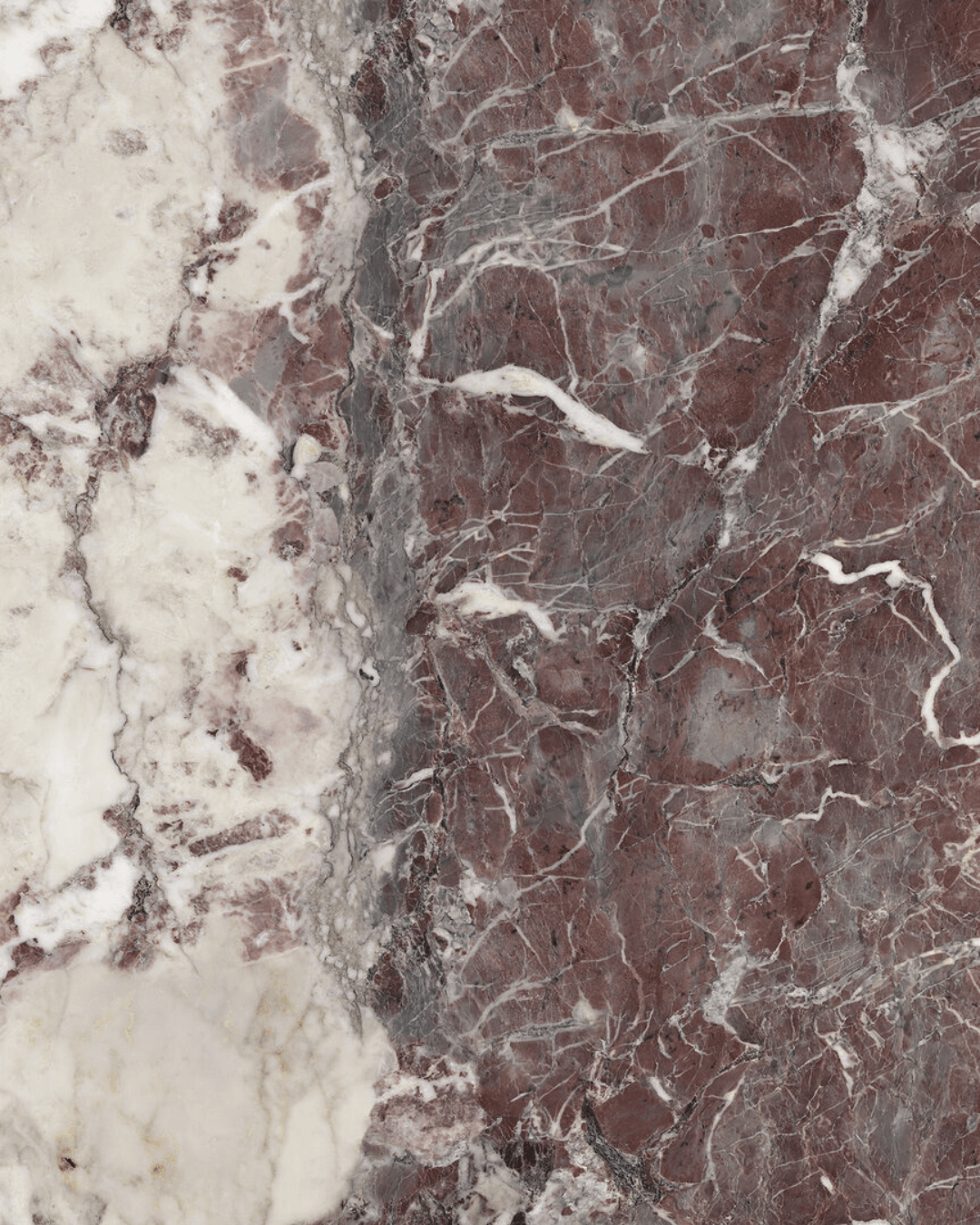 Grand Format Breccia Viola Pol 120×278 - Carrelage gris ivoire veiné violacé marbre et pierre grain poli effet miroir bords rectifiés