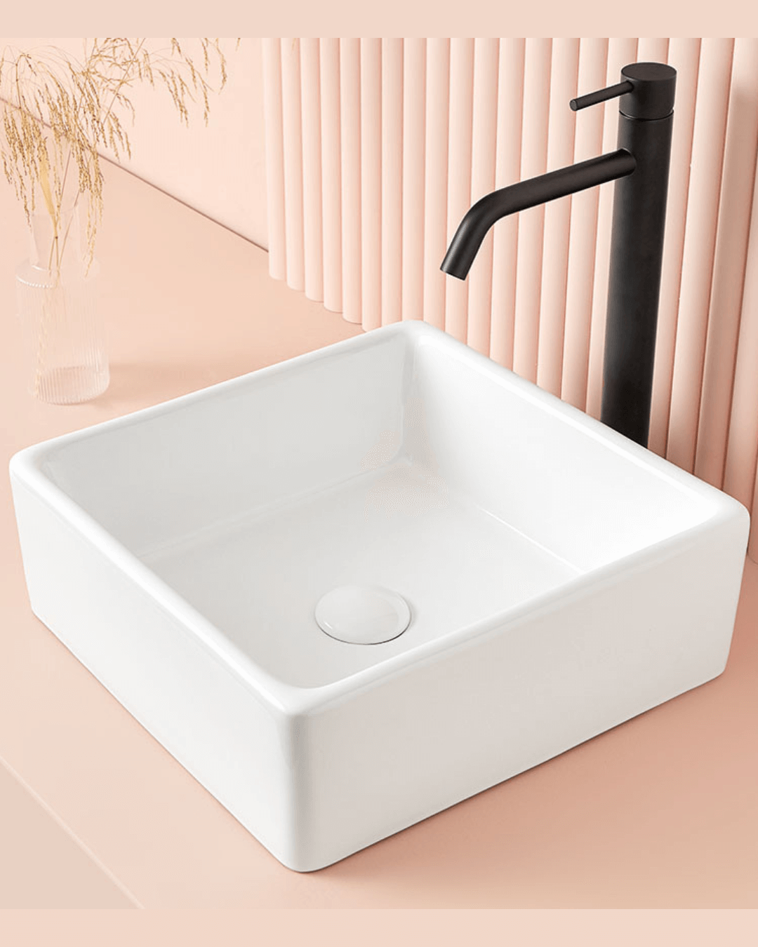 CAGLIARY : Vasque carrée à poser en céramique vitrifiée 37.5x37.5x13