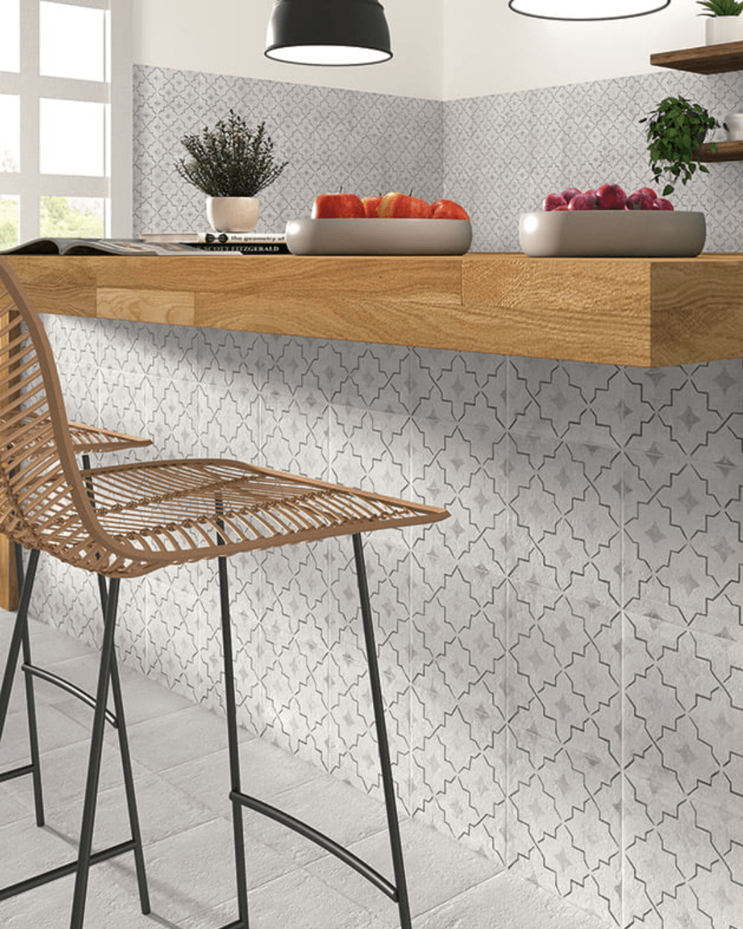 Carino Deco Como 20x20 - Carrelage décoratif gris mural et sol style Carreau de Ciment