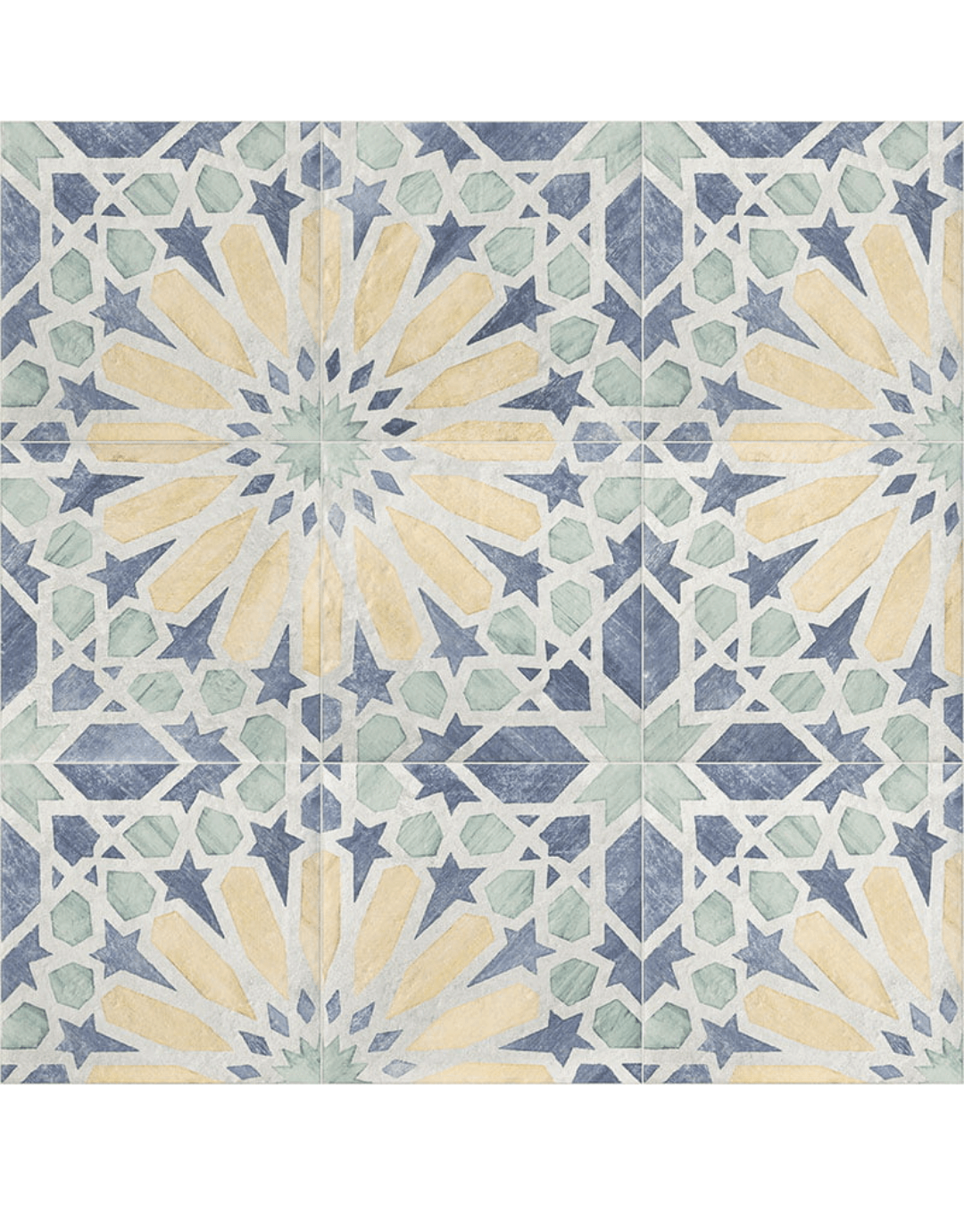 Carino Deco Marla 20x20 - Carrelage décoratif bleu mural et sol style Carreau de Ciment