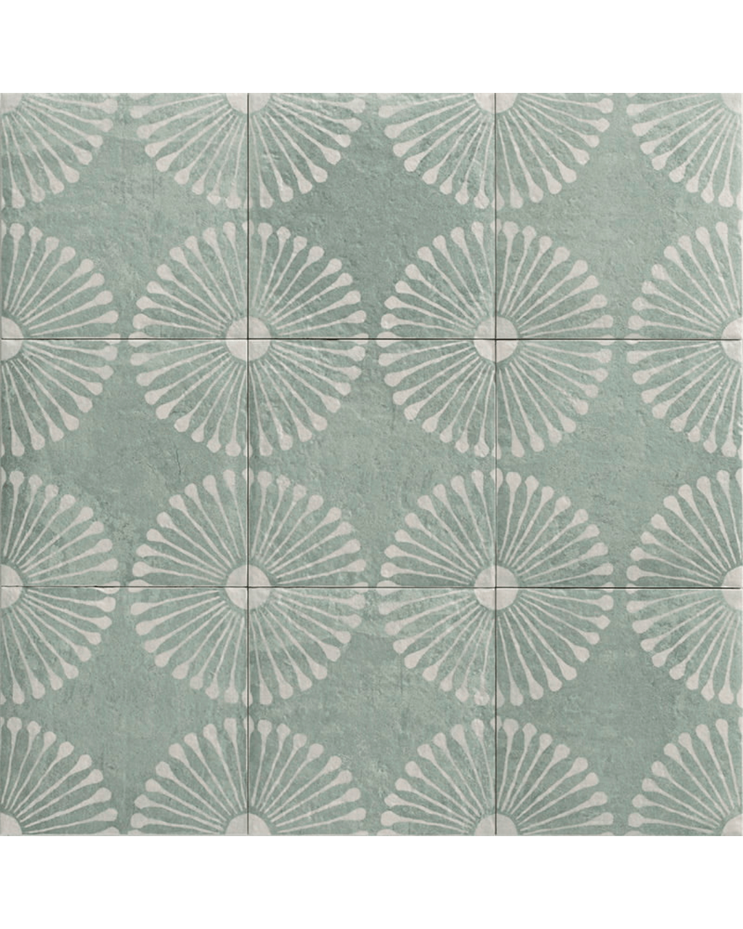 Carino Deco Mylos 20x20 - Carrelage décoratif vert et gris mural et sol style Carreau de Ciment