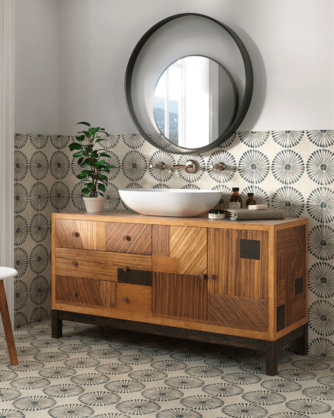 Carino Deco Palma 20x20 - Carrelage décoratif beige sable mural et sol style Carreau de Ciment