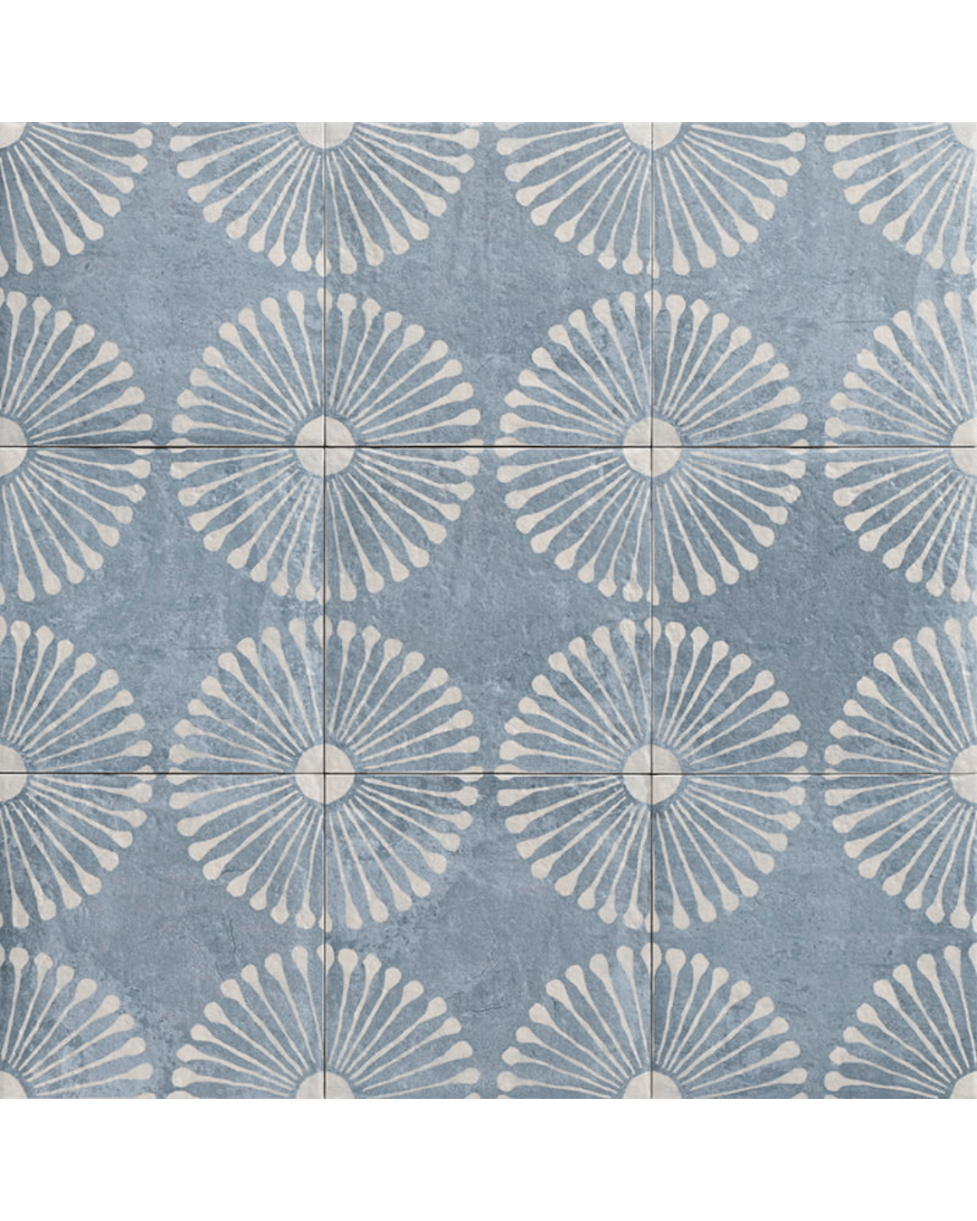 Carino Deco Ydra 20x20 - Carrelage décoratif bleu azur mural et sol style Carreau de Ciment