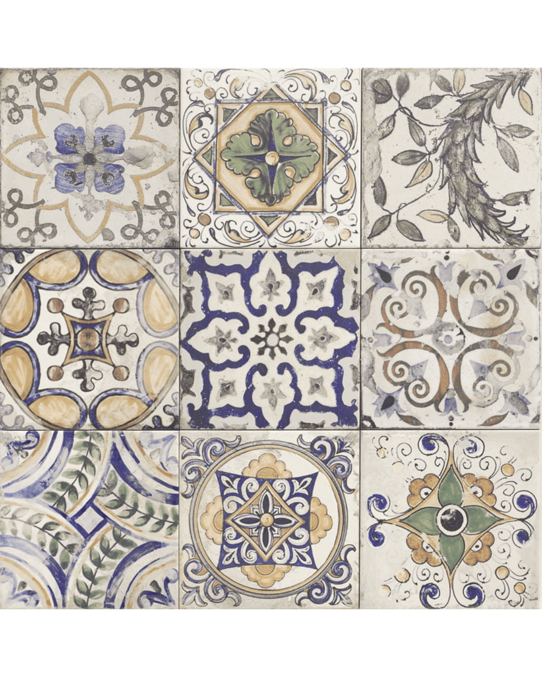 Maiolica Faenza Centro 20x20 - Carrelage décoratif mural et sol mat style Carreau de Ciment