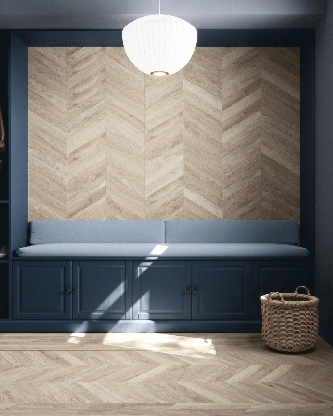 Chevron Yoho Cashew 8,5x44 - Carrelage effet bois Chêne blond