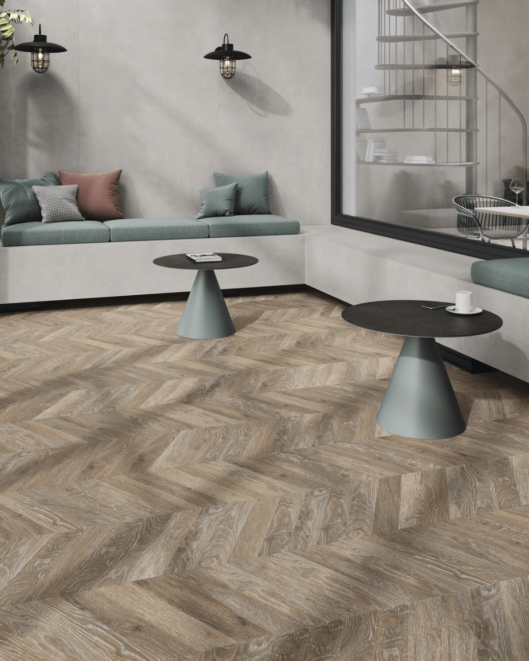 Chevron Yoho Sesame 8,5x44 - Carrelage effet bois Chêne brun