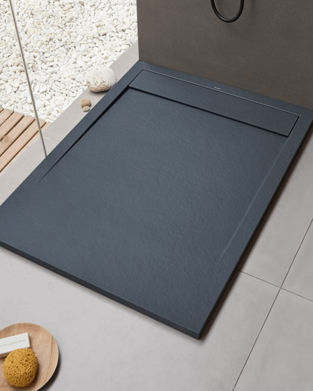 CLEVER : Receveur de douche de plein pied - Ardoise antidérapant