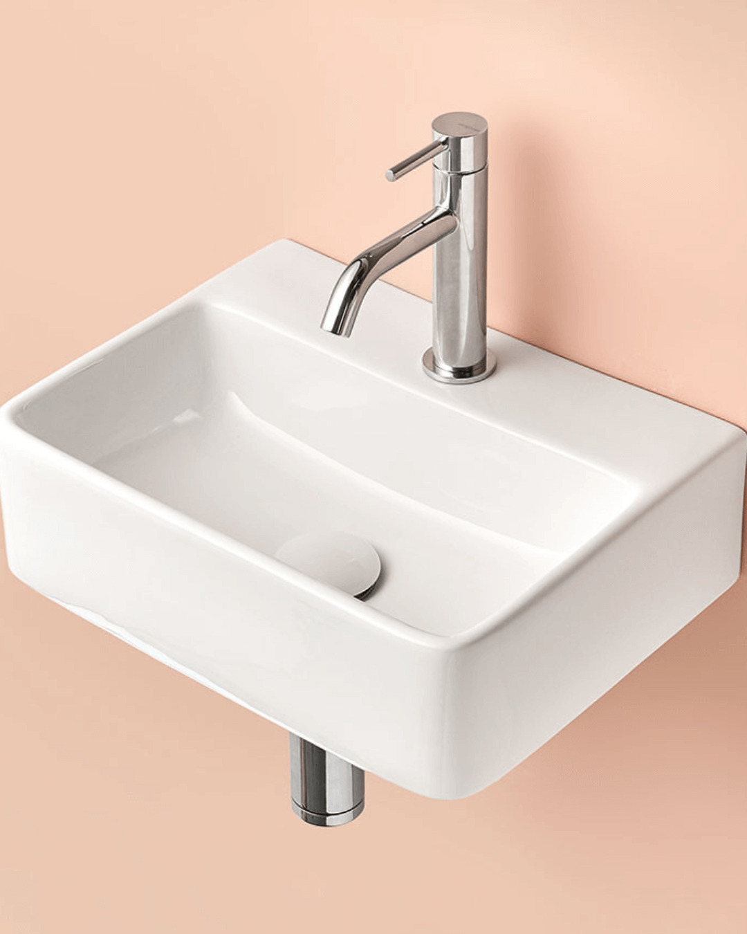 COSENZA : Vasque suspendue murale pour WC et petits espaces 40x30x12 avec kit de fixation