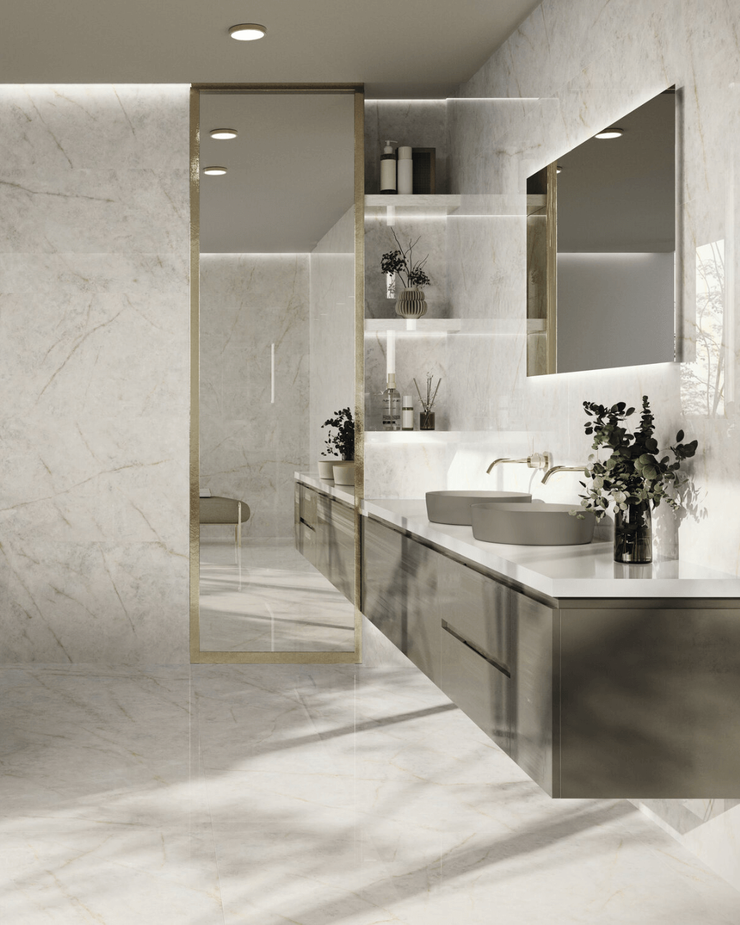 Cristallo Bianco Pol 60x120 - Carrelage marbre quartzite blanc grain poli effet miroir bords rectifiés