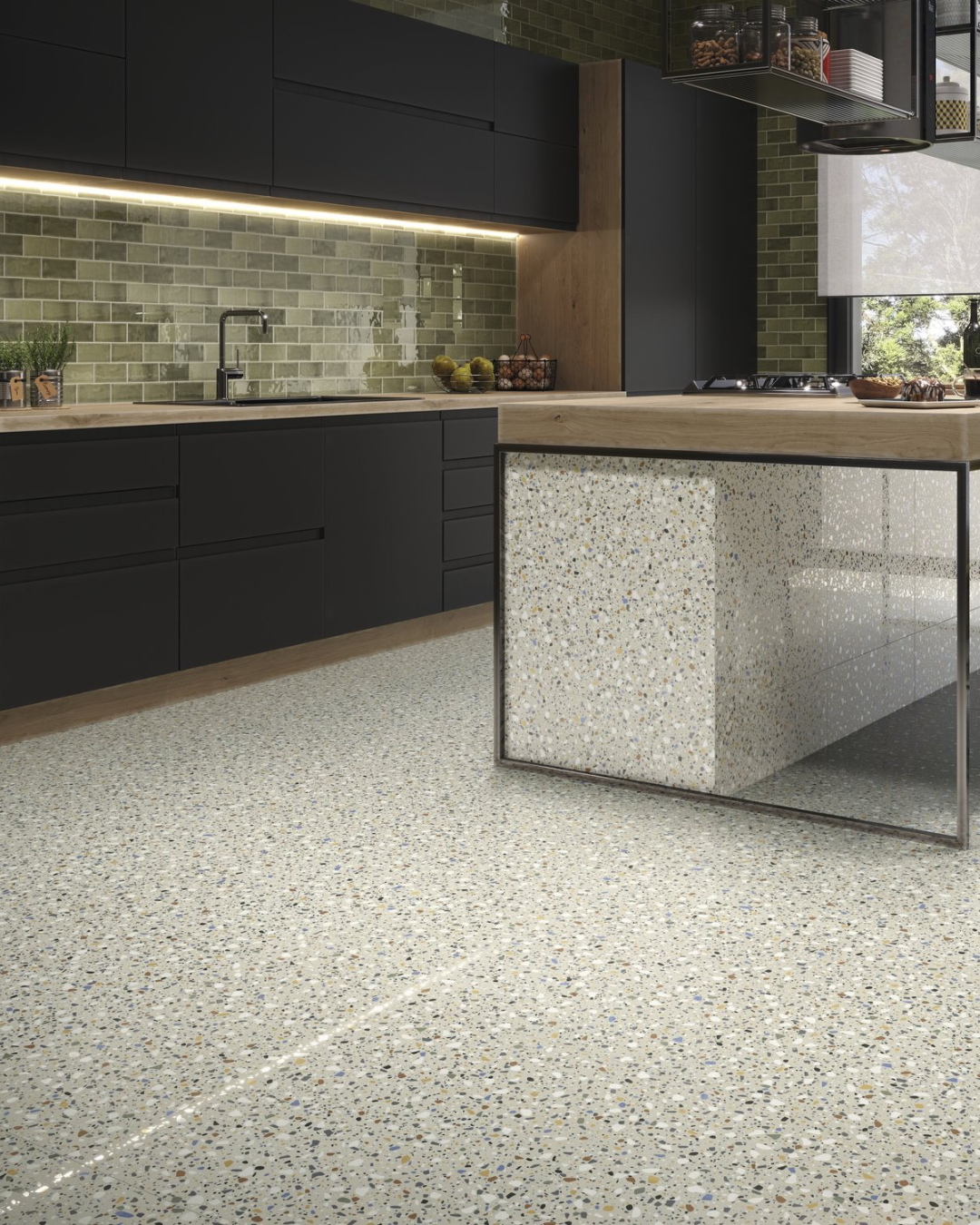 Epoca Bone Silken 60x60 - Carrelage terrazzo mural & sol beige