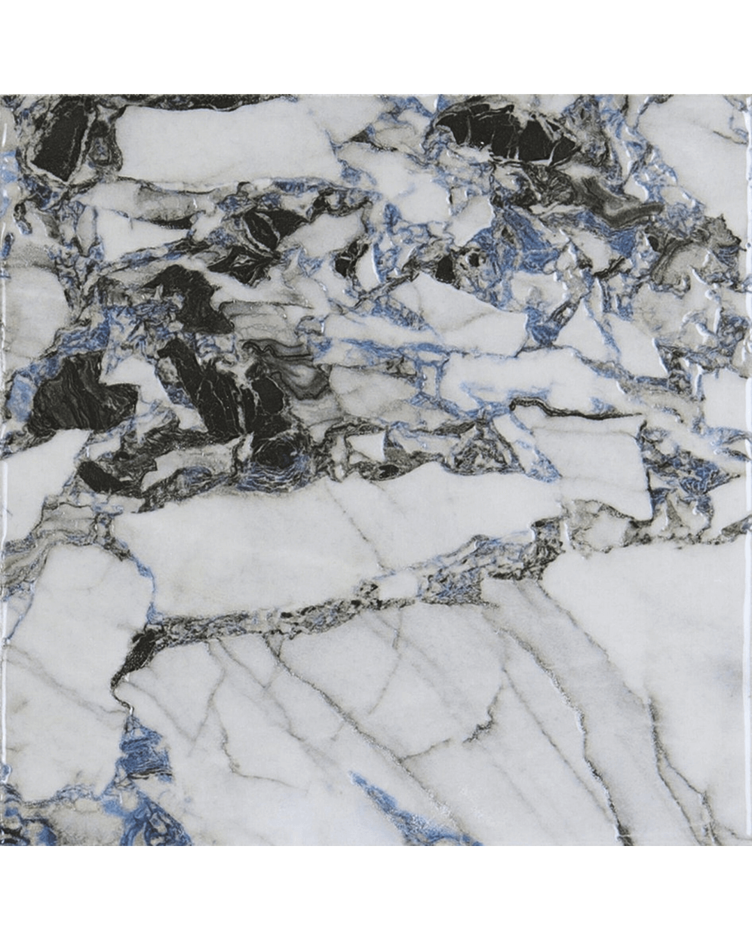 Ice Sapphire 15x15 - Carrelage mural marbre éclaté blanc et bleu finition brillante