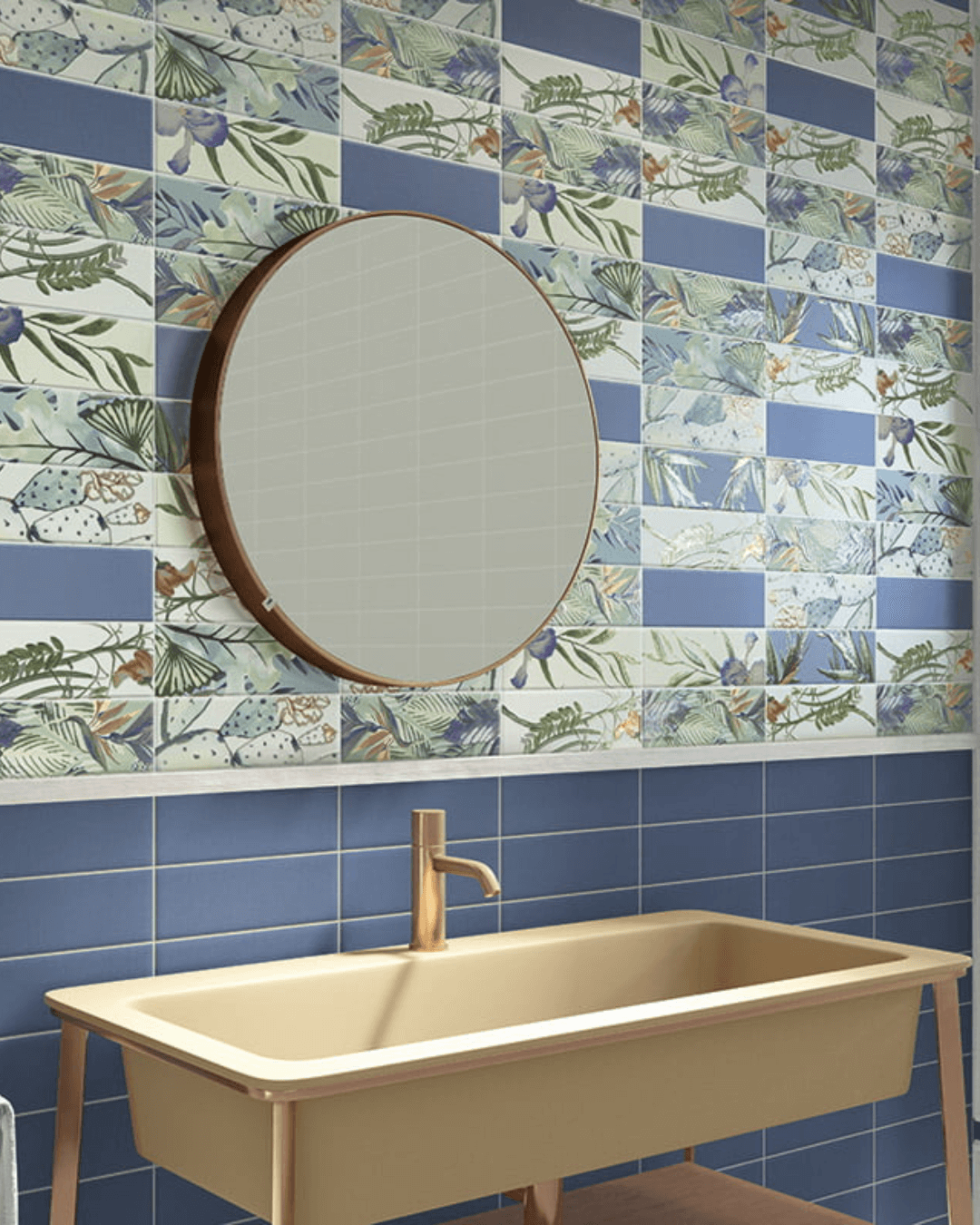 Jungle Marine 10x30 - Carrelage mural bleu mat
