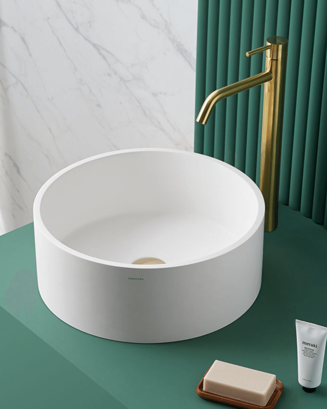 LUCENA : Vasque ronde à poser Ø40x15 en Gelcoat