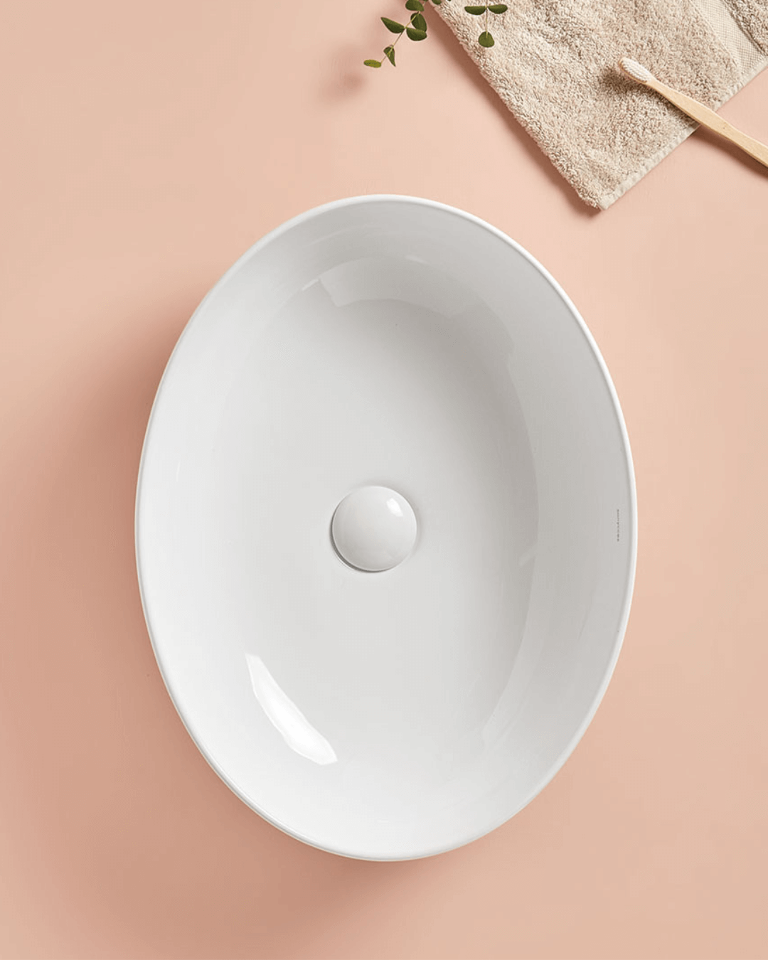 PARMA : Vasque ovale à poser en céramique vitrifiée 52x39.5x13.5