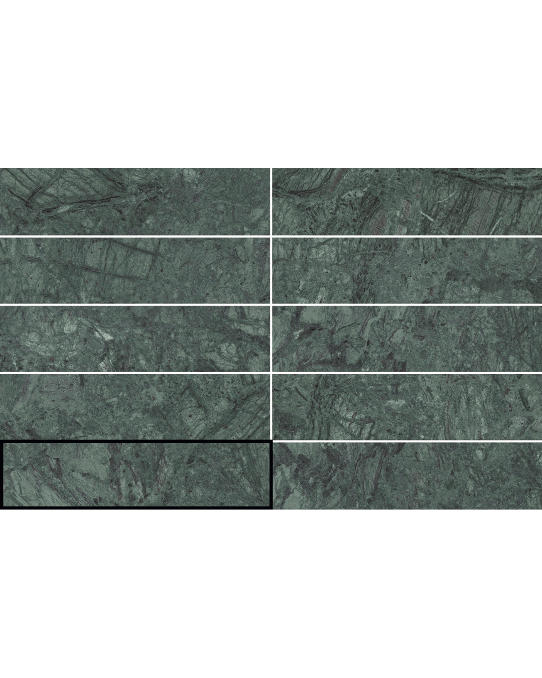 Selva 5,7x23,2 - Carrelage mural pierre marbre vert