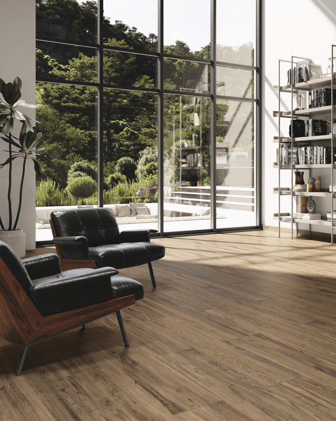 Sequoia Cherry Tree 25x150 - Carrelage sol effet bois brun chaud bords rectifiés