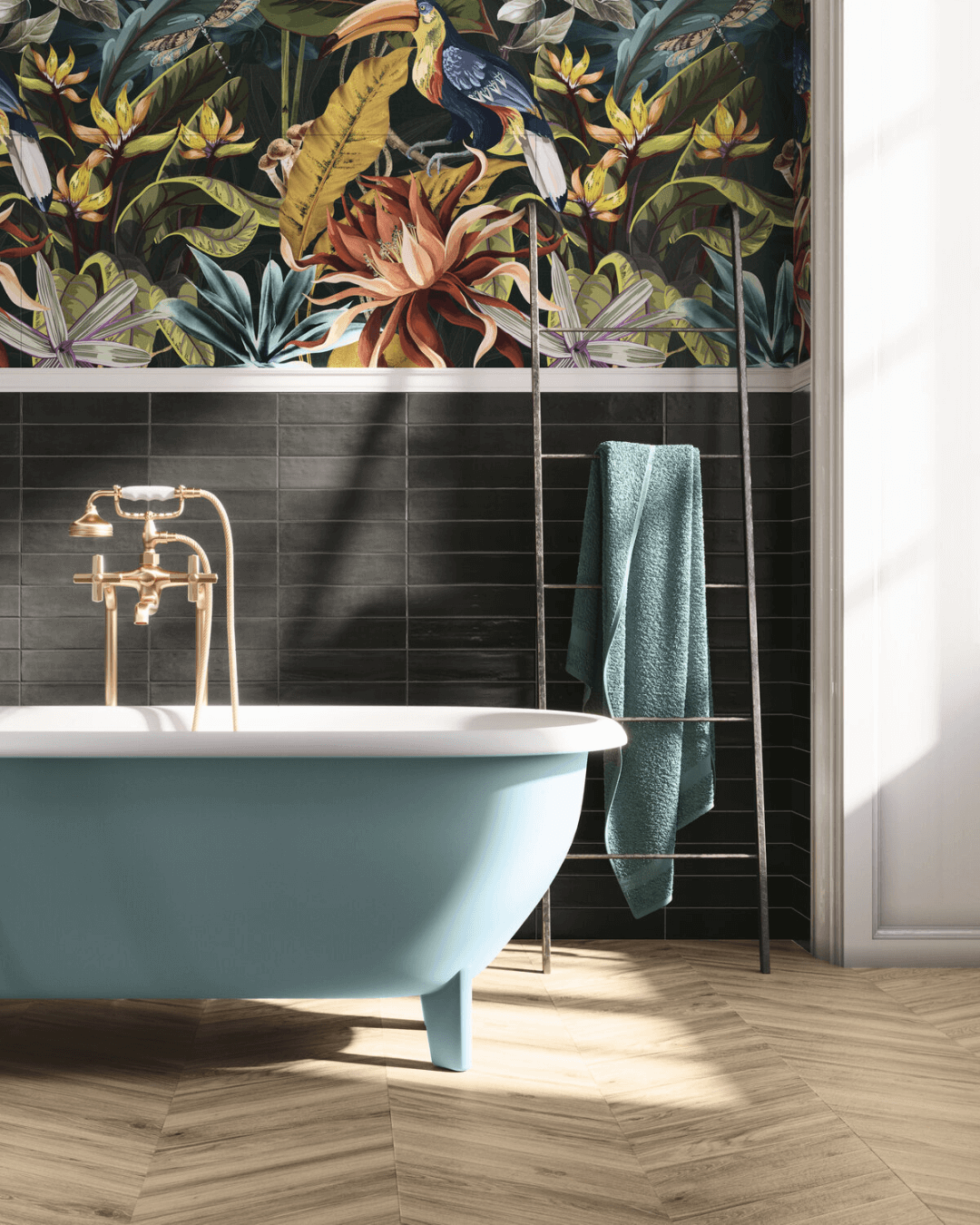 Chevron Sequoia Honey 8,5x44 - Carrelage effet bois clair doré