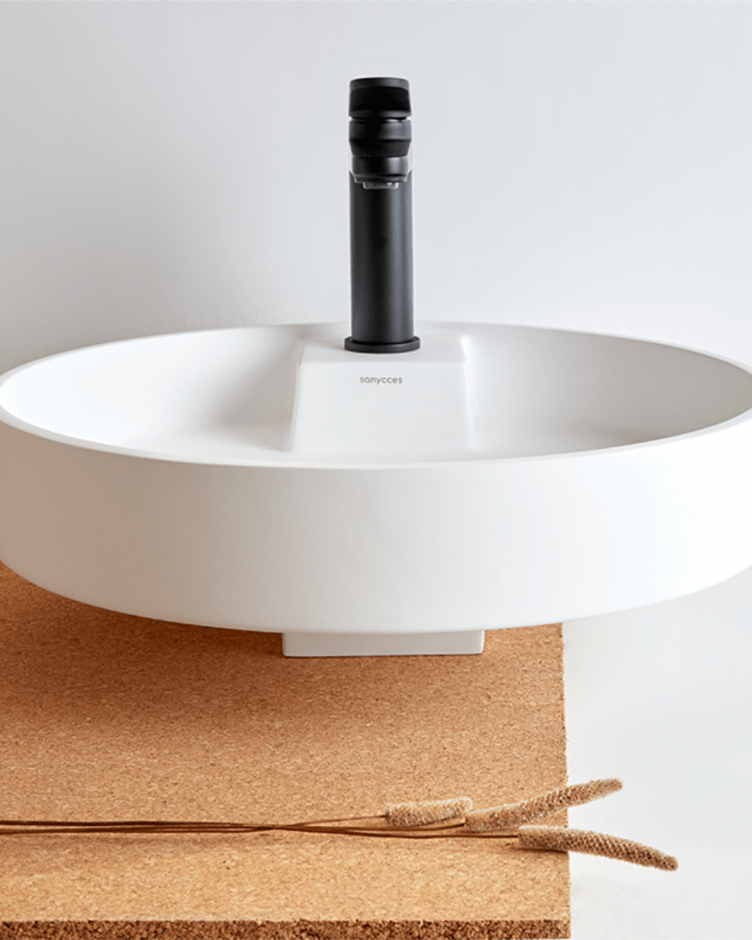 TURE : Vasque ronde effet flottant à poser Ø42x13,5 en Gelcoat