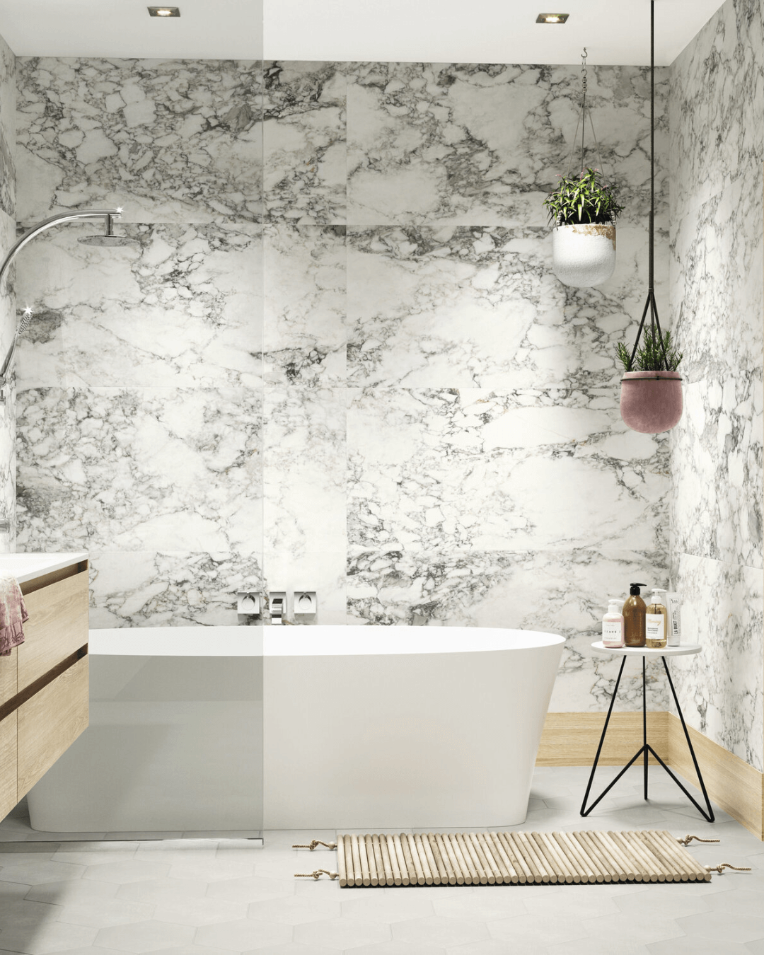 Volterra White Matt 60x120 - Carrelage marbre blanc veiné gris finition mate bords rectifiés