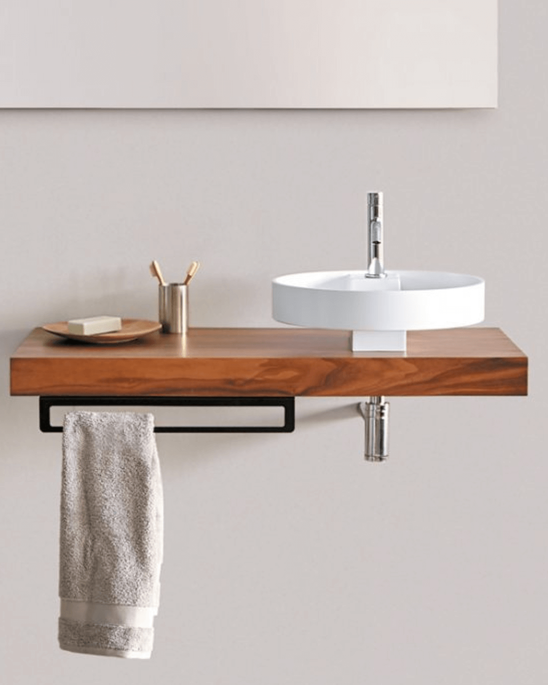 TURE : Vasque ronde effet flottant à poser Ø42x13,5 en Gelcoat