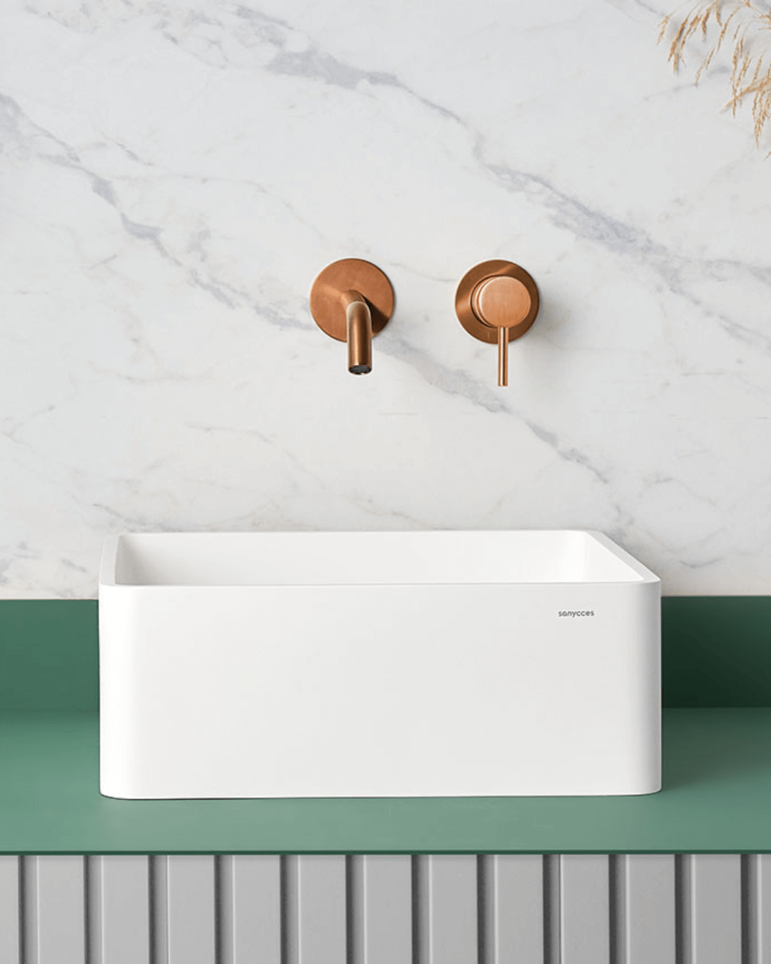 ARTANA : Vasque carrée à poser 40x40x15 en Gelcoat