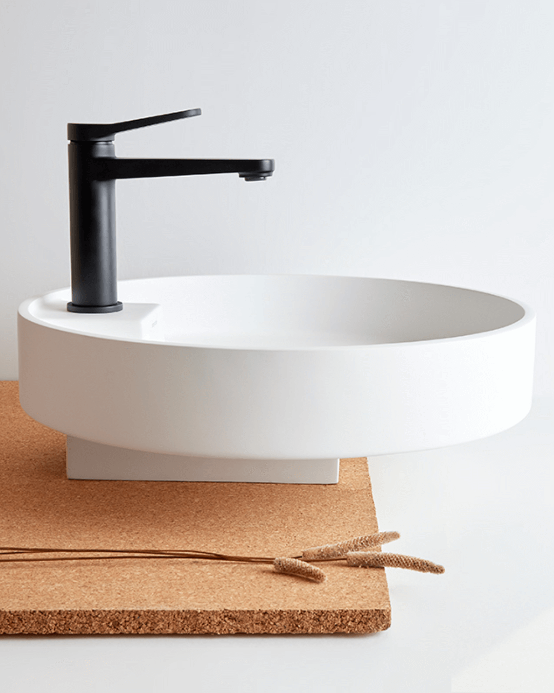 TURE : Vasque ronde effet flottant à poser Ø42x13,5 en Gelcoat