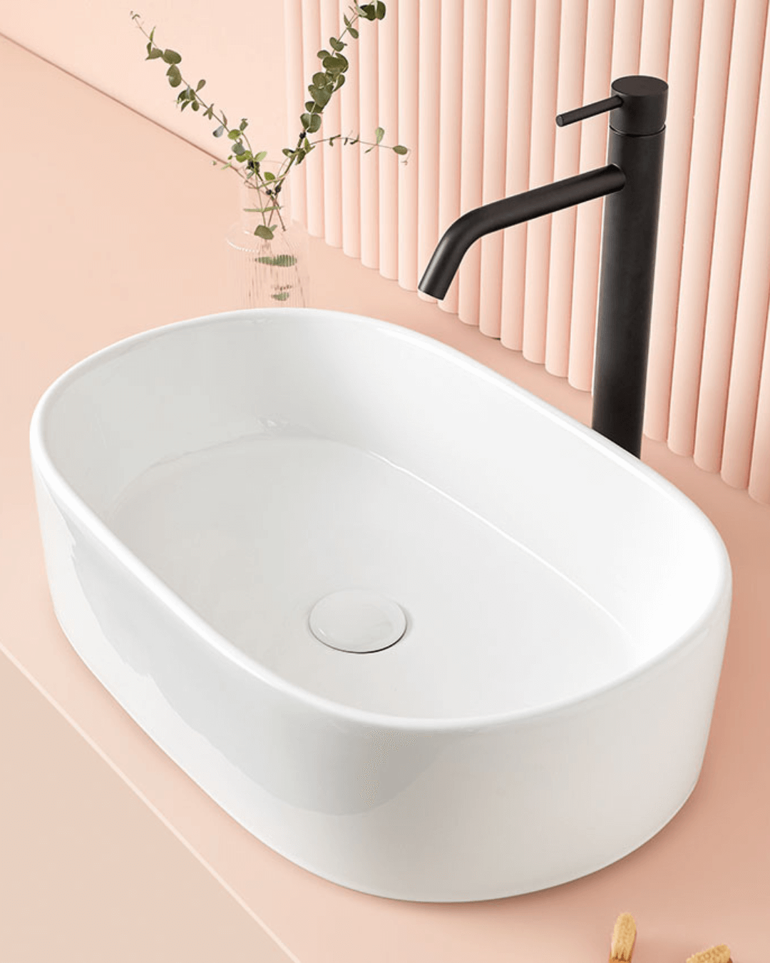 VERONA : Vasque ovale à poser en céramique vitrifiée 56x35.5 x14.5